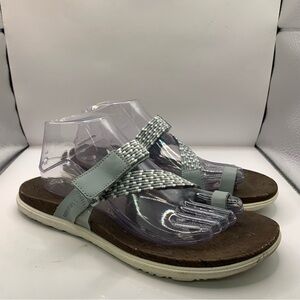 Merrell Sandals Women 10 High Rise Slip On Toe Ring  2255255 Strappy Gray Fabric